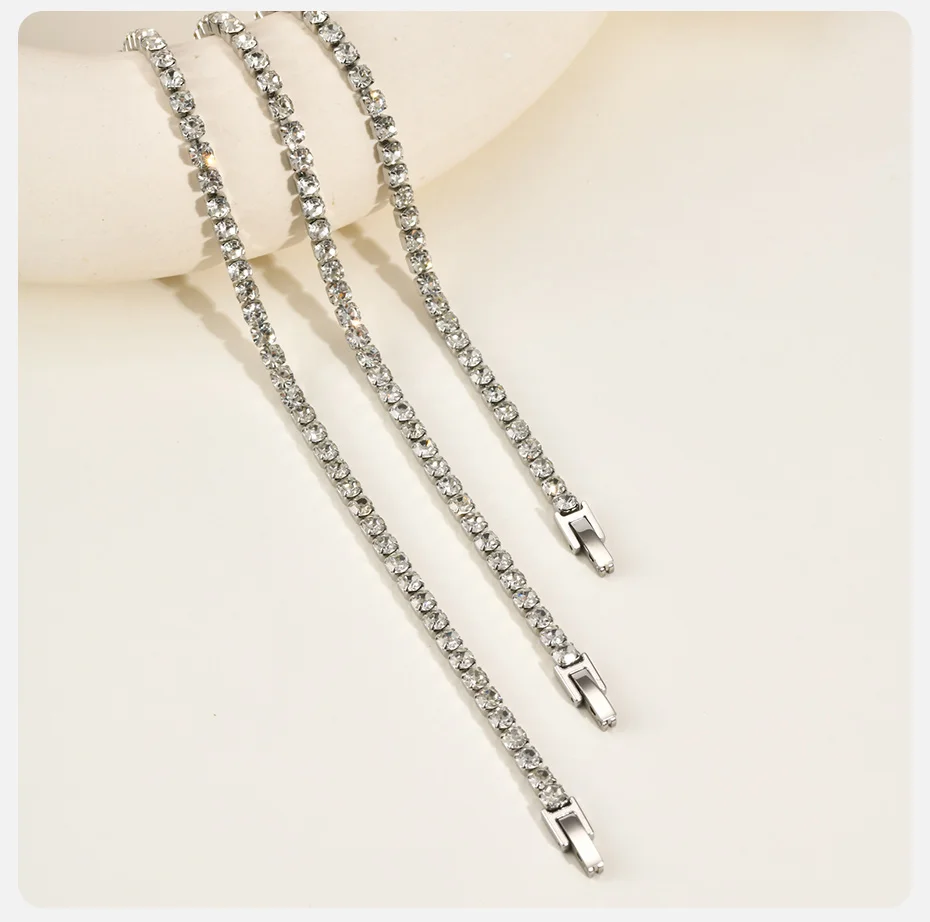 Vnox 4 mm breite weiße Zirkon-Tennisketten-Armbänder für Damen, 17/20/23 cm, silberfarben, goldfarben, Edelstahl-Armband, Schmuck, Geschenk – Detail 6