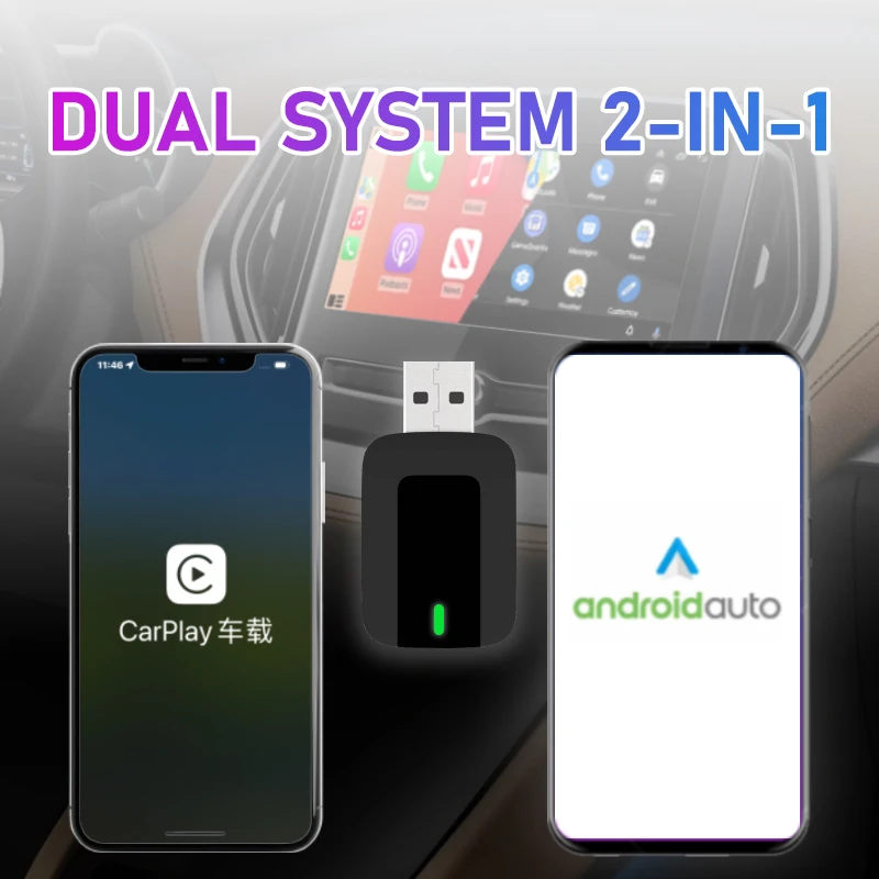 2in1 Wireless Carplay Adapter For iOS CarPlay / Android Auto Wireless Carplay Mini USB