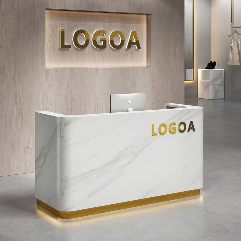 Counter Reception Table Beauty Center Elegant Office Modern Furniture Luxurious Luxury Aesthetic Shop Service Front Clothes SJH