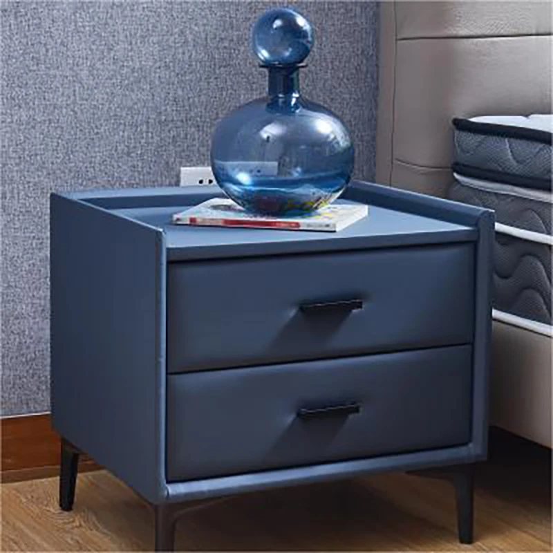 Nightstand, Modern Nightstand with 2 Drawers, Night Stand with PU Leather and Hardware Legs, End Table, Bedside Cabinet for Livi