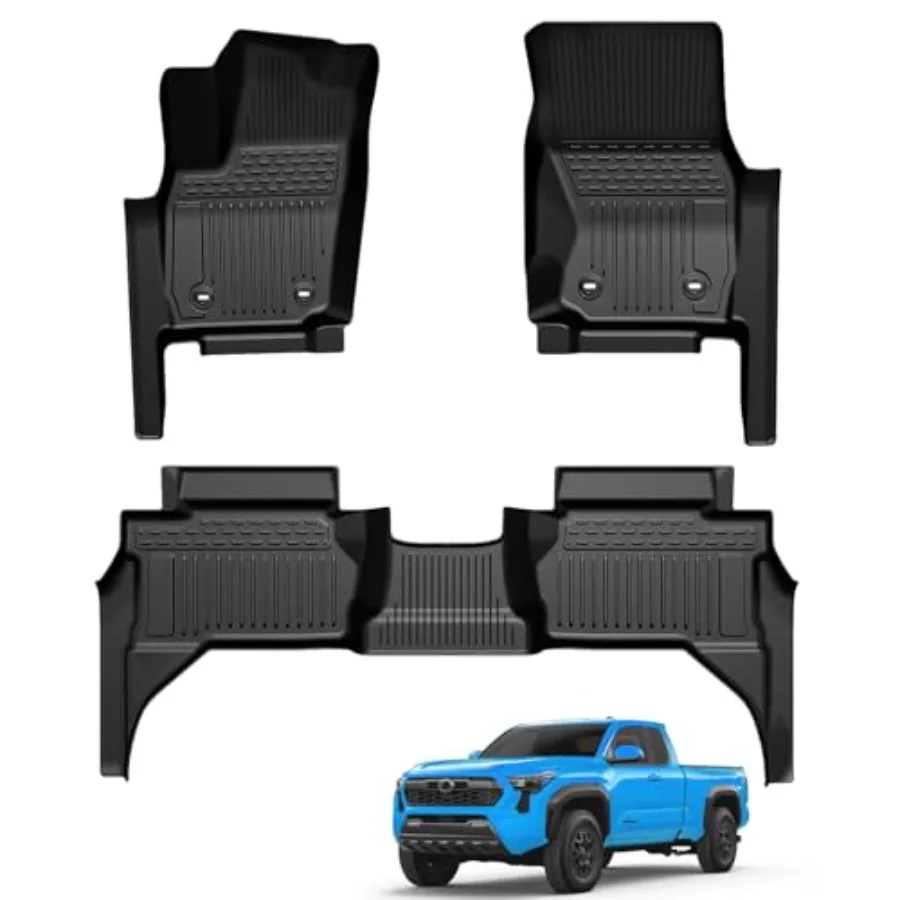 

Floor Mats for 2024-2026 Toyota Tacoma Double Cab Not fit Hybrid TPE All Weather Durable Floor Liners for Toyota Tacoma Accesso