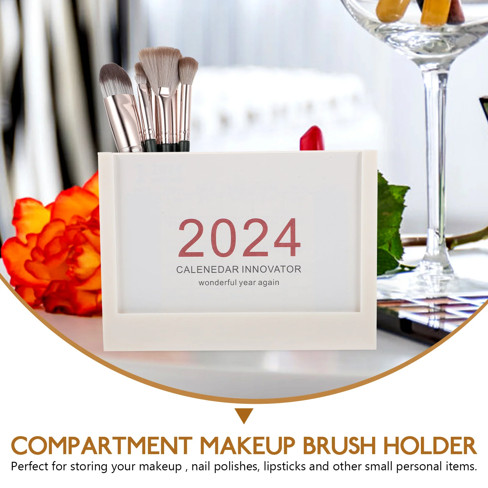 

Pencil Holder Plastic Pen Organizer Compartment Makeup Brush Stationery Storage Desktop Organizer ABS Paper Material Smooth