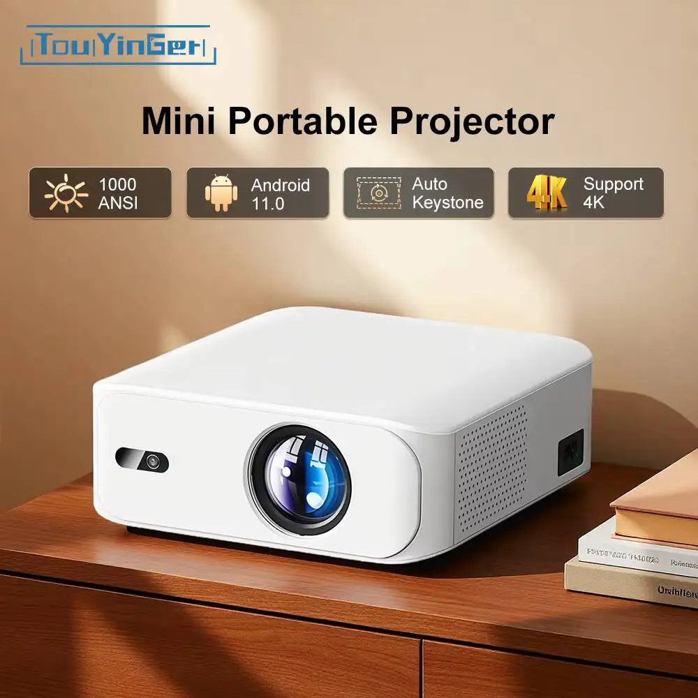 Proyector de Cine Portátil Ultra Mini Full HD Touyinger L9W, Compatible con Decodificación 4K, LED, Wi-Fi 6, Proyector de Cine en Casa Android