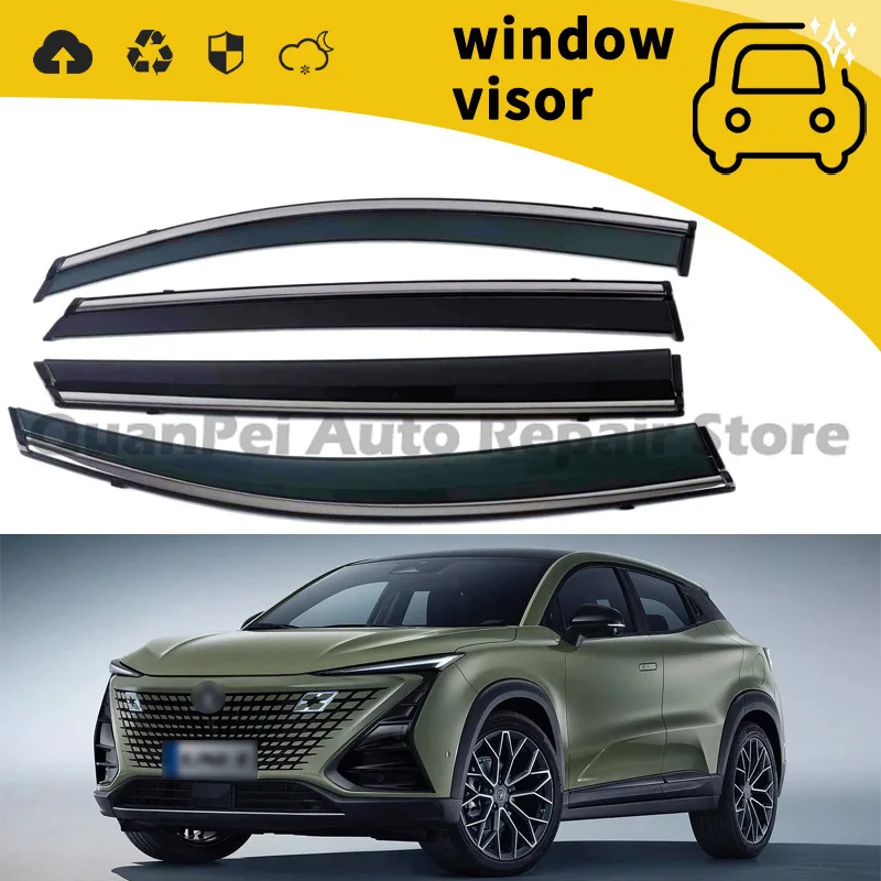 For Changan UNI-T 2020 Door Window Rain Guards, Vent Visors with Stainless Steel Garnish