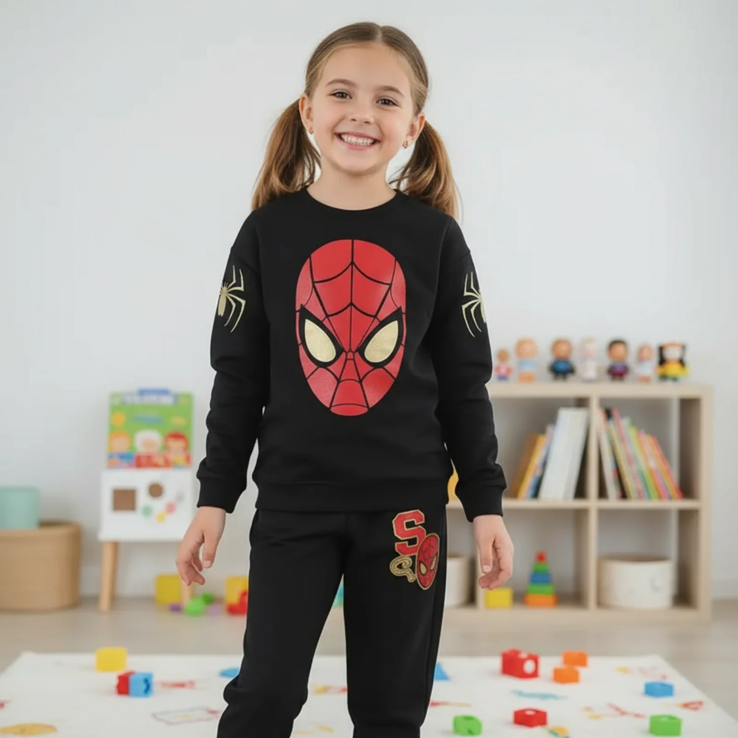 Spider-Man – ensemble sweat-shirt pour enfants, tenue Marvel pour garçons, col rond, vêtements de détente, graphique héros, sous licence officielle, NWT