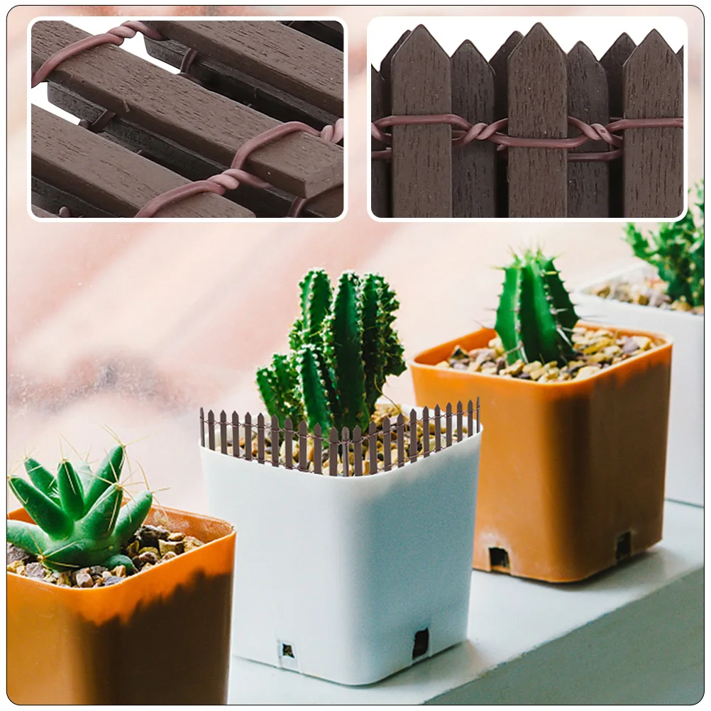 

4pcs Wooden Mini Fence Durable Garden Decorative Bonsai House Ornament Micro Landscape Adornment Gardening Fence Prop Wood Craft