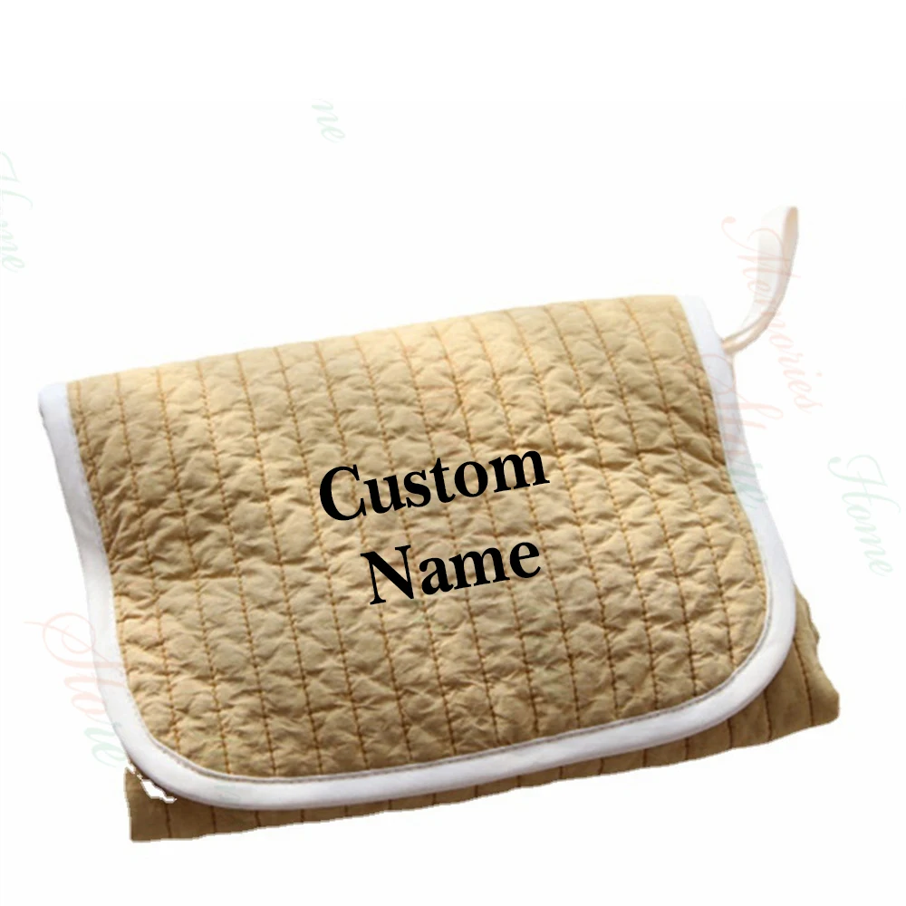 Personalized Embroidery Name Newborn Infants Cotton Waterproof Carrying Diaper Mat Custom Out going Portable Baby\'s Mini Diaper