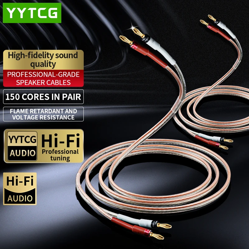 

YYTCG Hifi Speaker Cable with Banana Plug for Home Theater Amplifier Surround Sound System Gold plated Banana Audio Cable
