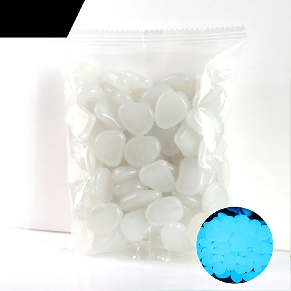 

100Pcs Night Light Pebble Stones Luminous Glow in The Dark Aquarium Fish Tank Garden Yard Decoration White Cobblestone