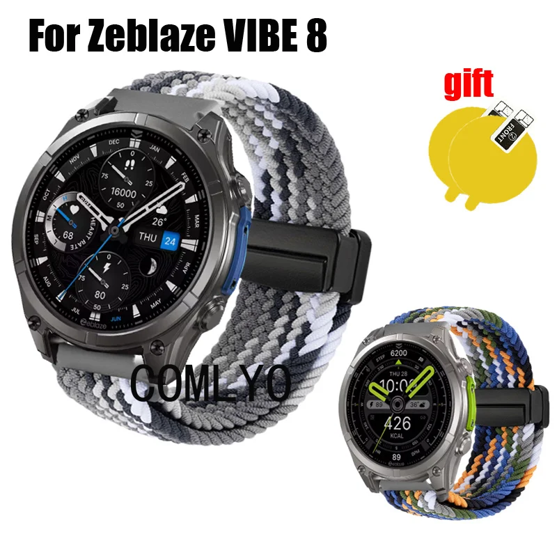 Per Zeblaze VIBE 8 Smart Watch cinturino in nylon fibbia magnetica morbida sportiva donna uomo cinturino pellicola proteggi schermo
