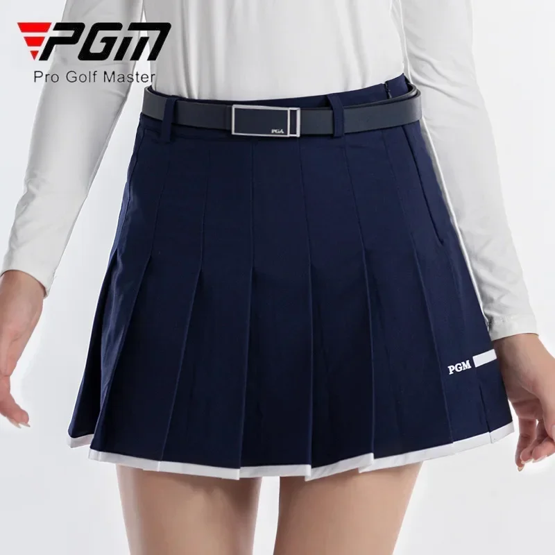 PGM Lady Patchwork Golf Skirt Women Pleated Sport Culottes Lady Slim A-line Golf Skirt Anti-light Casual Skort with Inner Short