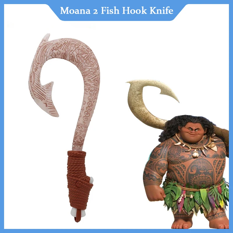 Miniso Moana Ocean Adventure Fish Hook Knife Maui Weapon With Light Cartoon Adventure Role Playing Prop customized Toy Gift