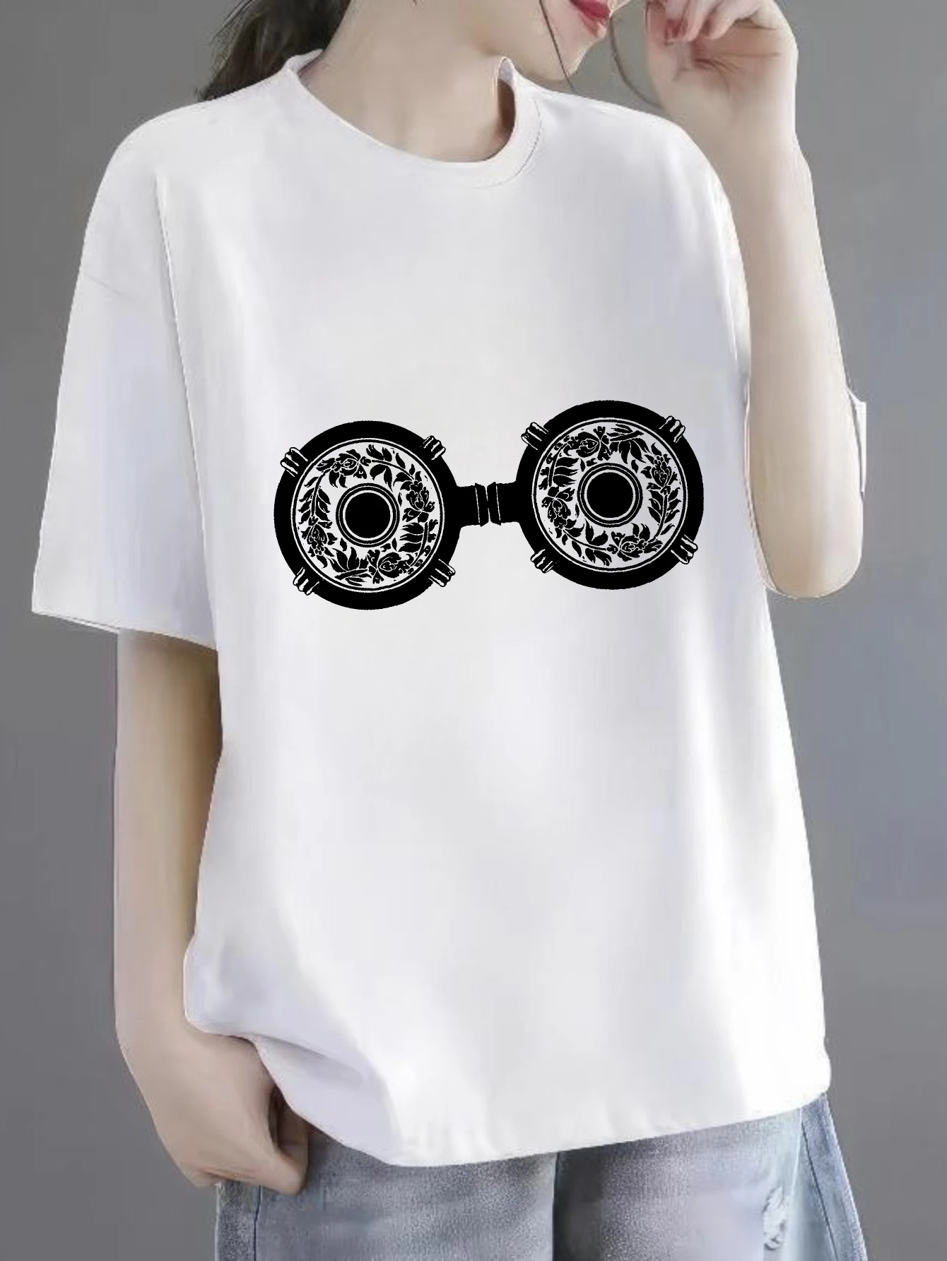 

Женские футболки в китайском стиле, повседневная уличная одежда в стиле хип-хоп, повседневные очки из 100% хлопка, дизайн рубашки, футболка с принтом, короткий рукав