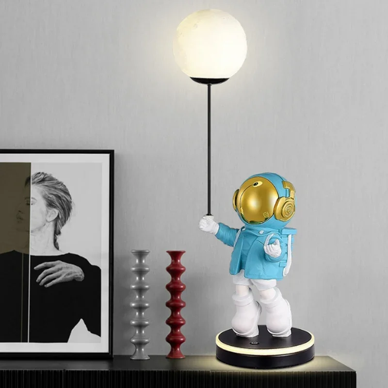 

Floating Astronaut Moon Table Lamp Kid's Living Room Bedroom Bedside Night Light Home Indoor Decoration Atmosphere Table Light