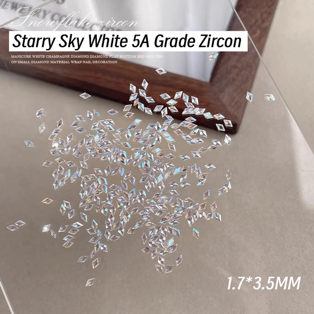 100pcs Mini Beveled 5A Zircon Nail Charms AB Color Ice Clear Exquisite Icy Transparent Nail Decor Glitter Luxury Nail Supplies *