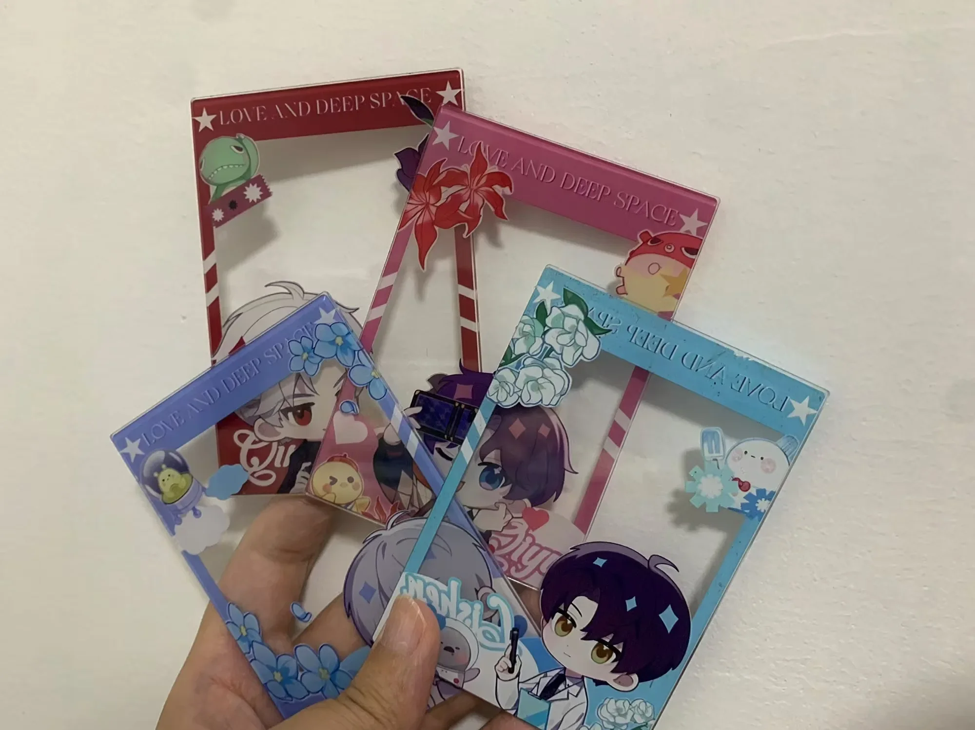 New 4Pcs/Set Game Love and Deepspace Acrylic Card Photo Props Diy Card Anime Peripheral Cute Xavier Zayne Rafayel ralayo Sylus