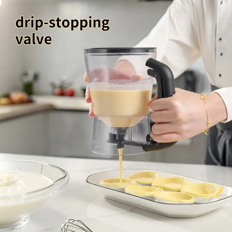 Baking Batter Dispenser Funnel,Drip‑stopping Control Valve,Ergonomic Non‑slip Handle,Visible Volume Scale Mark,Muffin Cupcake Making Accessory for Pastry Lovers kitchen gadgets kitchen accessories