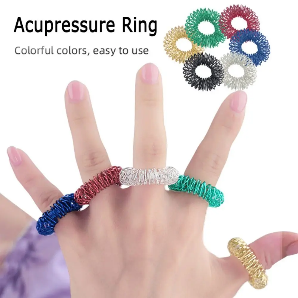 Premium Acupressure Ring Springs Finger Massage Rings Compact Anti Stress Rings for Relaxation Fingers