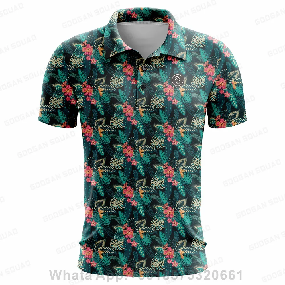 Googan-Camisa polo de manga curta masculina, anti-rugas, fina, respiração, golfe, casual, de negócios, verão