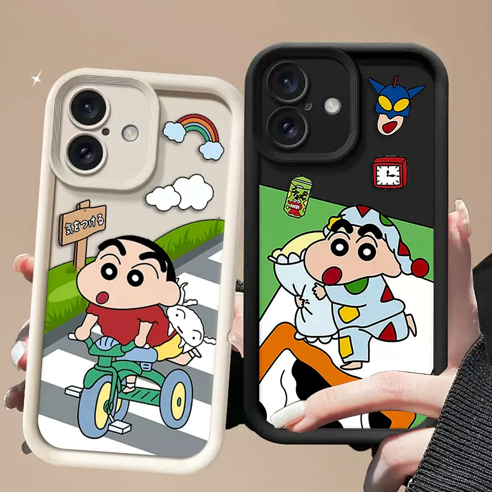 الكرتون C-تلوين شين C-شان غطاء جراب هاتف آيفون أبل 13 12 11 برو XS ماكس X XR SE 7 8 6 6S 5 5s زائد ثلاثية الأبعاد حافظة لتقوم بها بنفسك قذيفة #1