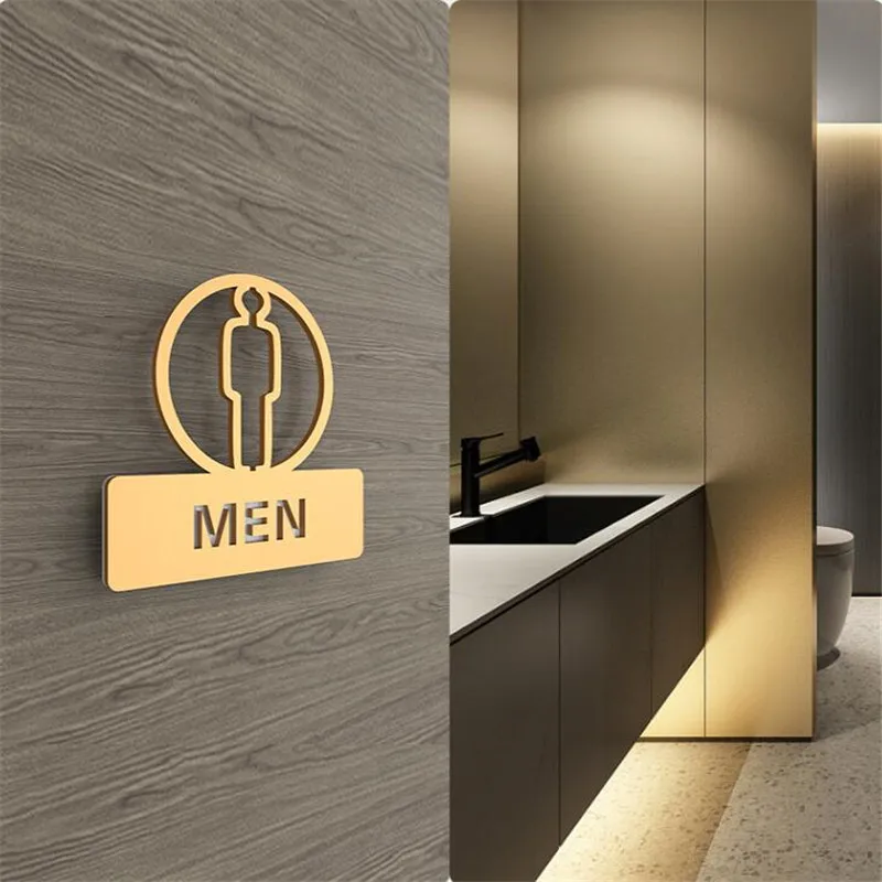 High-end Acrylic Door Sticker Signage Toilettenschild House Number WC Bathroom Men Women Indication Plaque Custom Signs