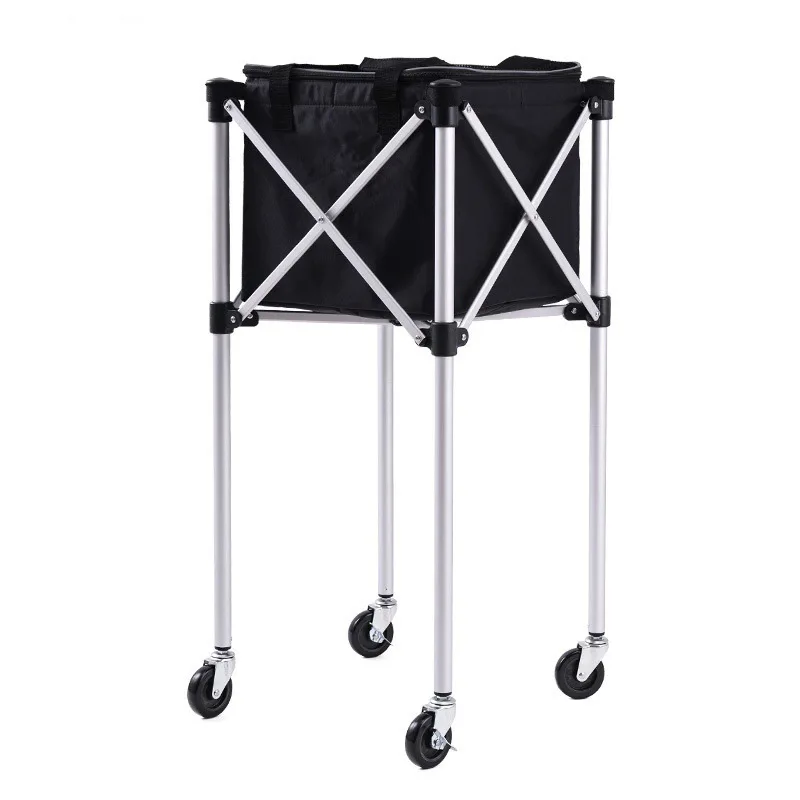 عربة كرة محملة لمدرب التنس، حزام صغير محمول للسيارة، أداة تخزين سلة الكرة، إطار من سبائك الألومنيوم