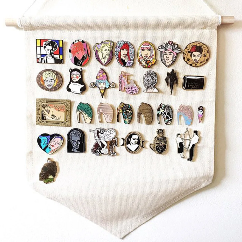 

2 Pcs Storage Wall Hangings Display Banner Enamel Pin Badge Organizer Pendant Wooden