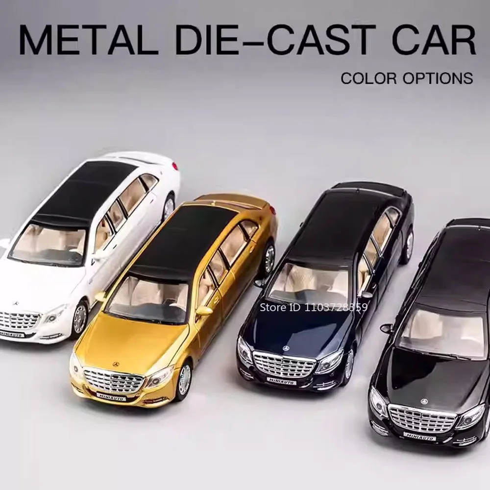 1:32 S650 C260 Model Toy Miniature Cars Alloy Diecast Sound Light Doors Opened Pull Back Simulation Vehicle Toys for Boys Gifts