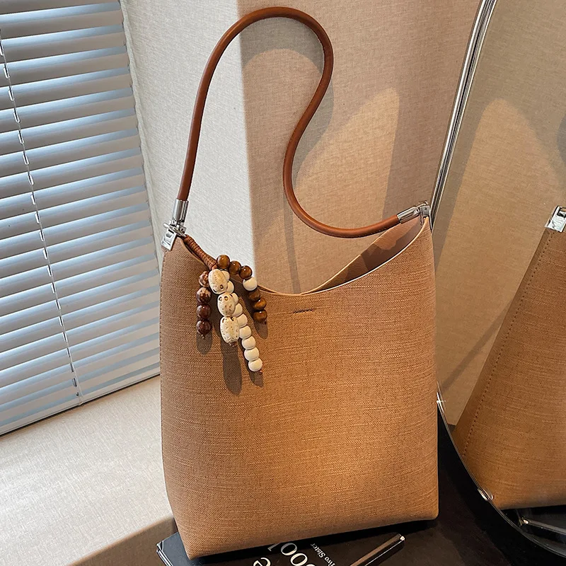 

2025 Summer New Minimalist Tote Bag Women Large Capacity Korean Vintage Commuter Underarm Shoulder Fashion Purse