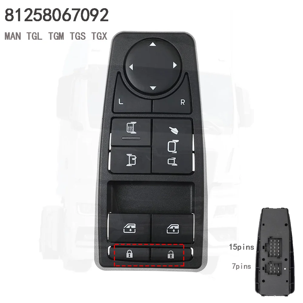 

81258067092 Стеклоподъемник Регулировка деталей Грузовик Электрический переключатель управления стеклоподъемником для MAN TGL TGM TGS TGX Автомобильные аксессуары