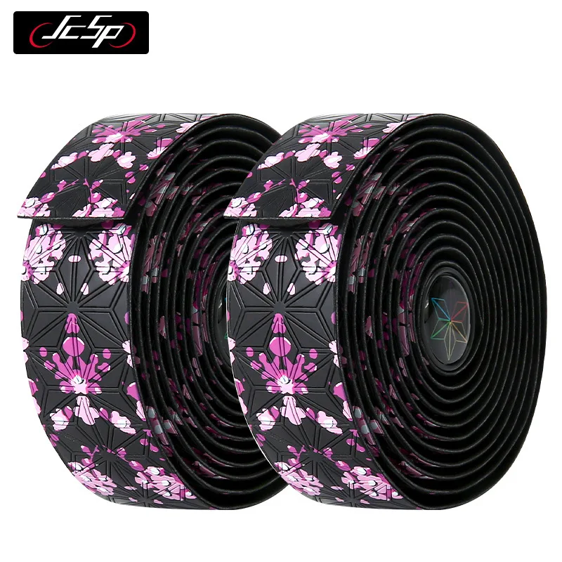 1 Pair Handlebar Tape Cherry Blossom Pattern Bike Handlebar Tape Comfort Cushioned Wear Resistant Handlebar Tape