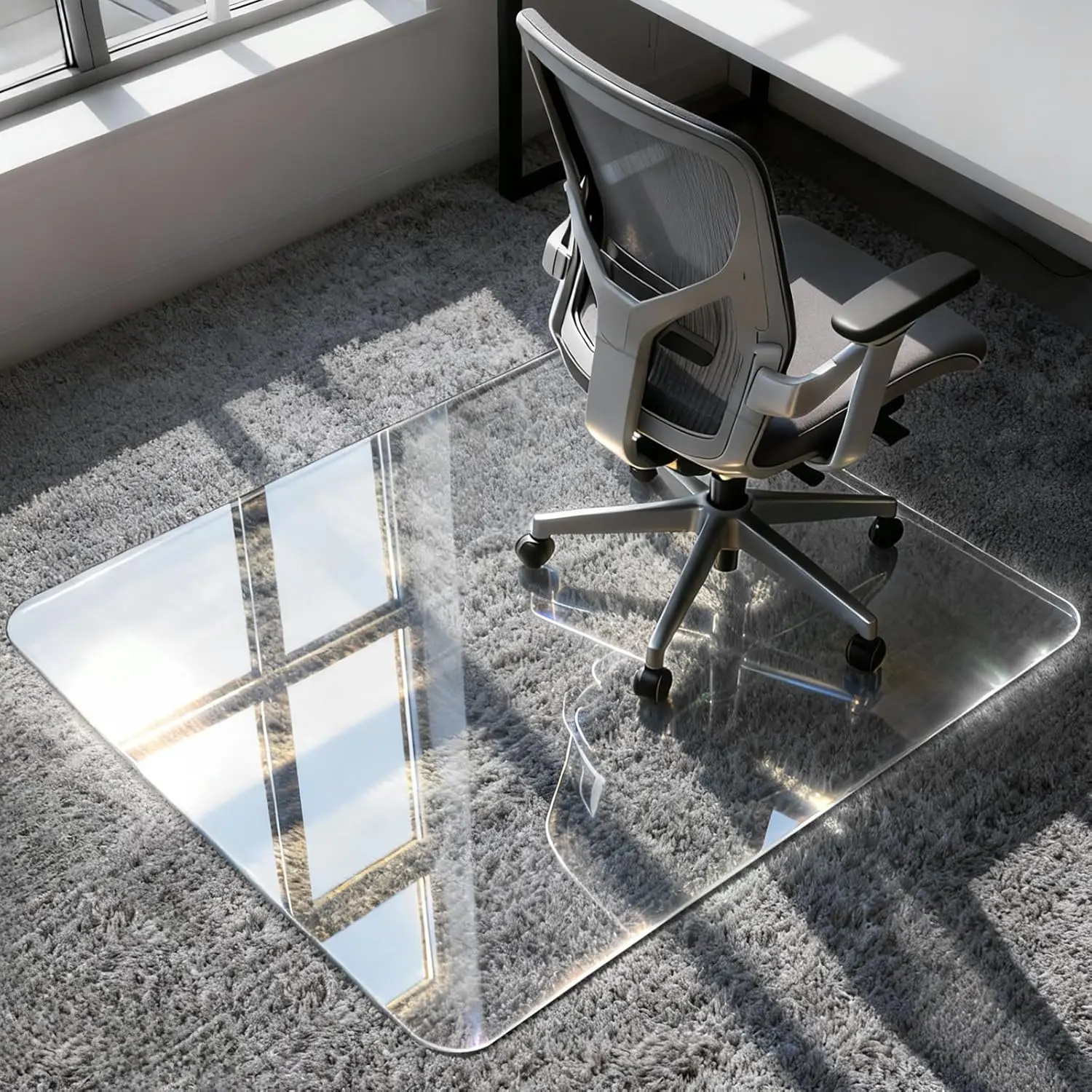 

36x48 Inch Tempered Glass Chair Mat for Carpets, 1/5" Thick Heavy Duty Office Floor Protector with Easy Glide