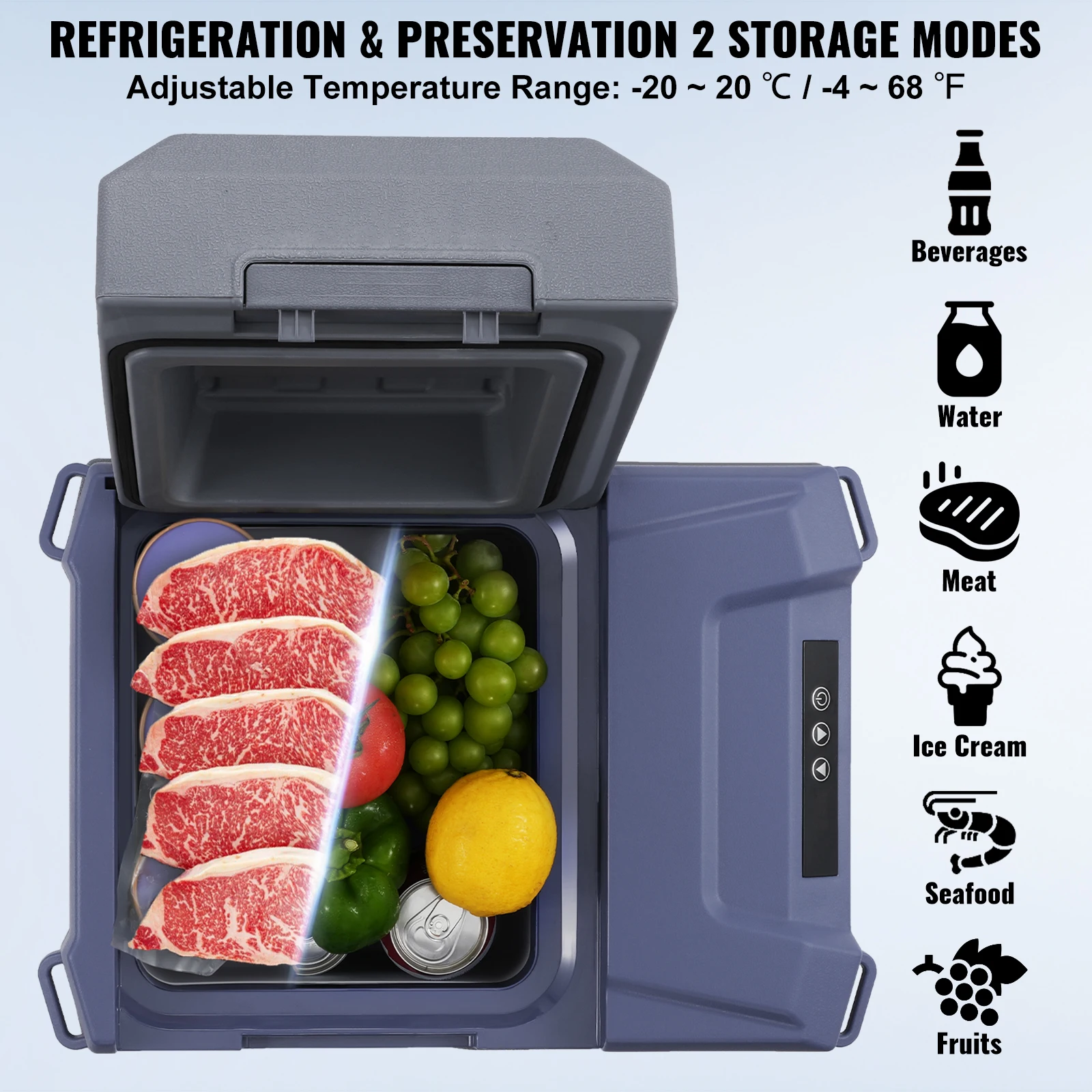 Succebuy 9L 15L Car Refrigerator Fridge Portable Icebox Single&Dual Zone with Blue Tooth Temp Adjustable for Outdoor Camping RV