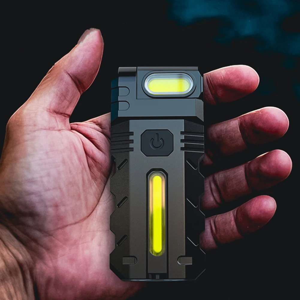 Magnetic LED Flashlight Mini Flashlight USB Rechargeable EDC Pocket Flashlight 180 Degree Rotating Head for Outdoor Emergency