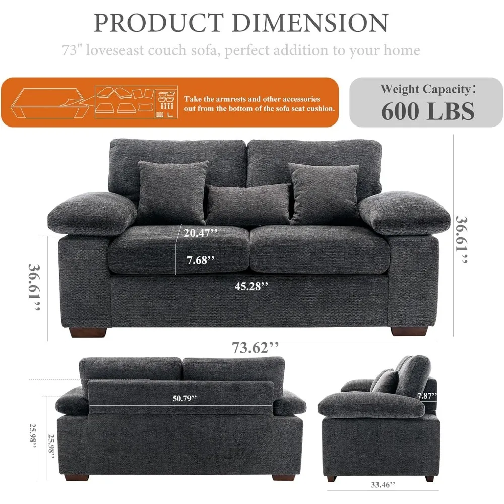 Living Room Loveseat Sofa Couch, 73