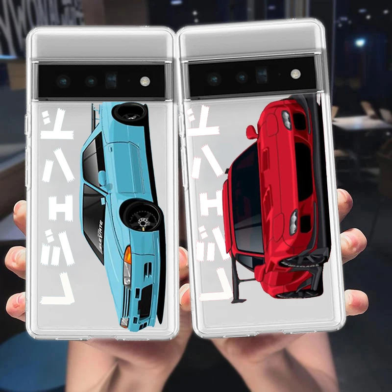 JDM Tokyo Drift Sports Car Phone Case For Google Pixel 8 7 6 Pro 6A 5 4 5A 4A 3A XL 5G Silicone Shockproof Soft TPU Clear Cover