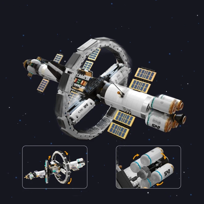 モーターモデルビルディングブロックセット付きテクニカルスペース説明、シティスペース2221個ビルディングブロックギフト男の子大人用