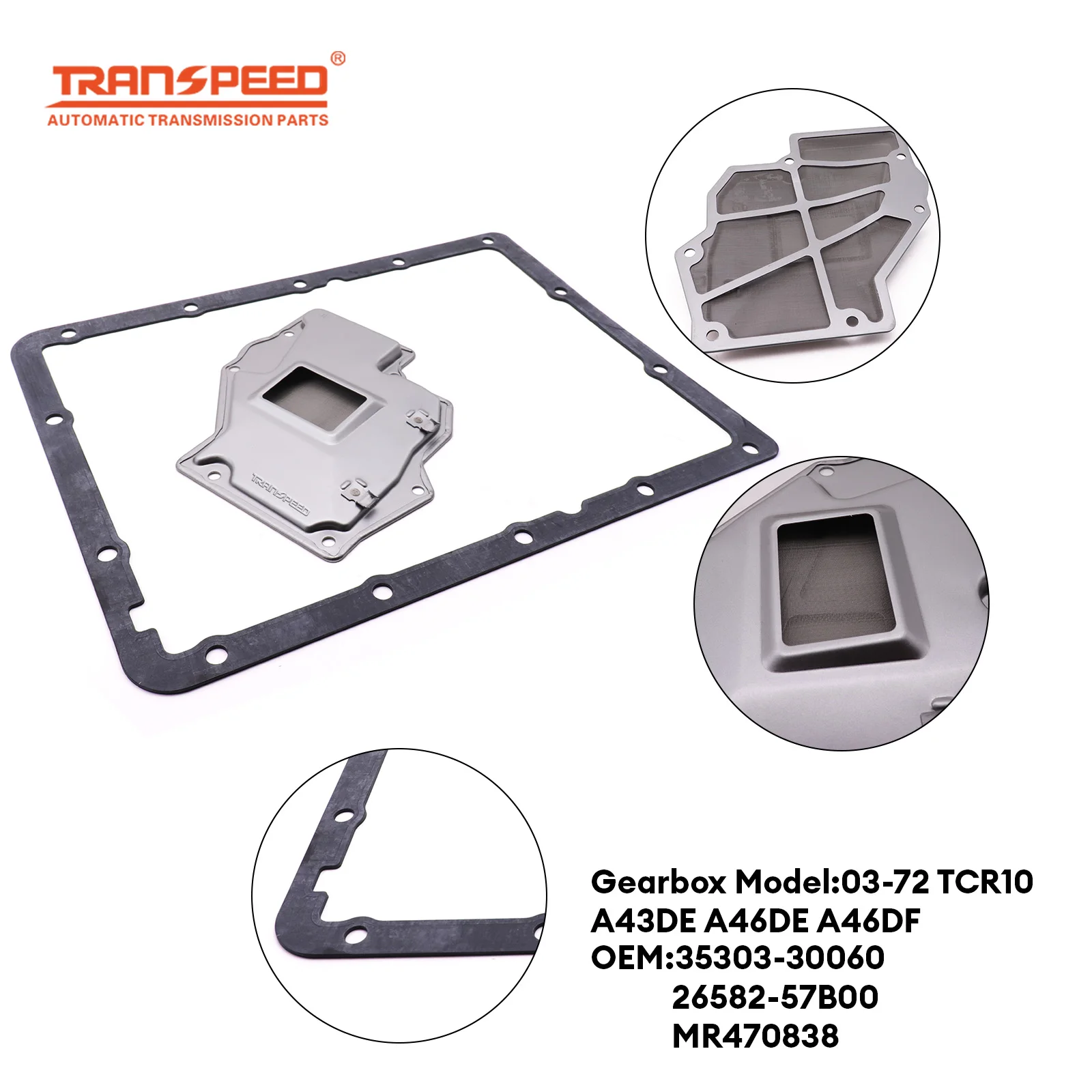 

TRANSPEED 03-72 TCR10 A43DE A46DE A46DF Transmission Filter Gasket Oil Pan Kit 35303-30060 26582-57B00 MR470838 For MITSUBISHI