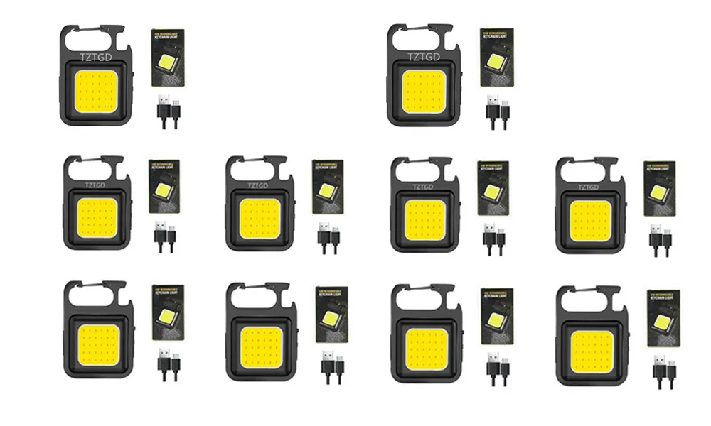 1-10 sztuk Mini LED 800 lm latarka brelok wielofunkcyjne przenośne COB lampy kempingowe USB ładowanie światła robocze wędkarstwo Lanterna