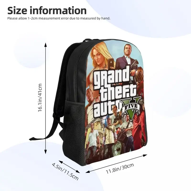 Mochila de viaje de aventura Grand Theft para hombres y mujeres, bolsa de libros para computadora portátil, bolsas de día para estudiantes