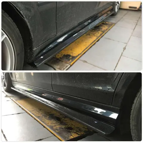 Sidokjolar i kolfiber för Mercedes Benz C-klass W204 C63 AMG 4 dörrar 2008-2015 Dörrstötfångare Sidokjolar Skydd Läppspoiler 6 best sales w204 sidokjol - №4