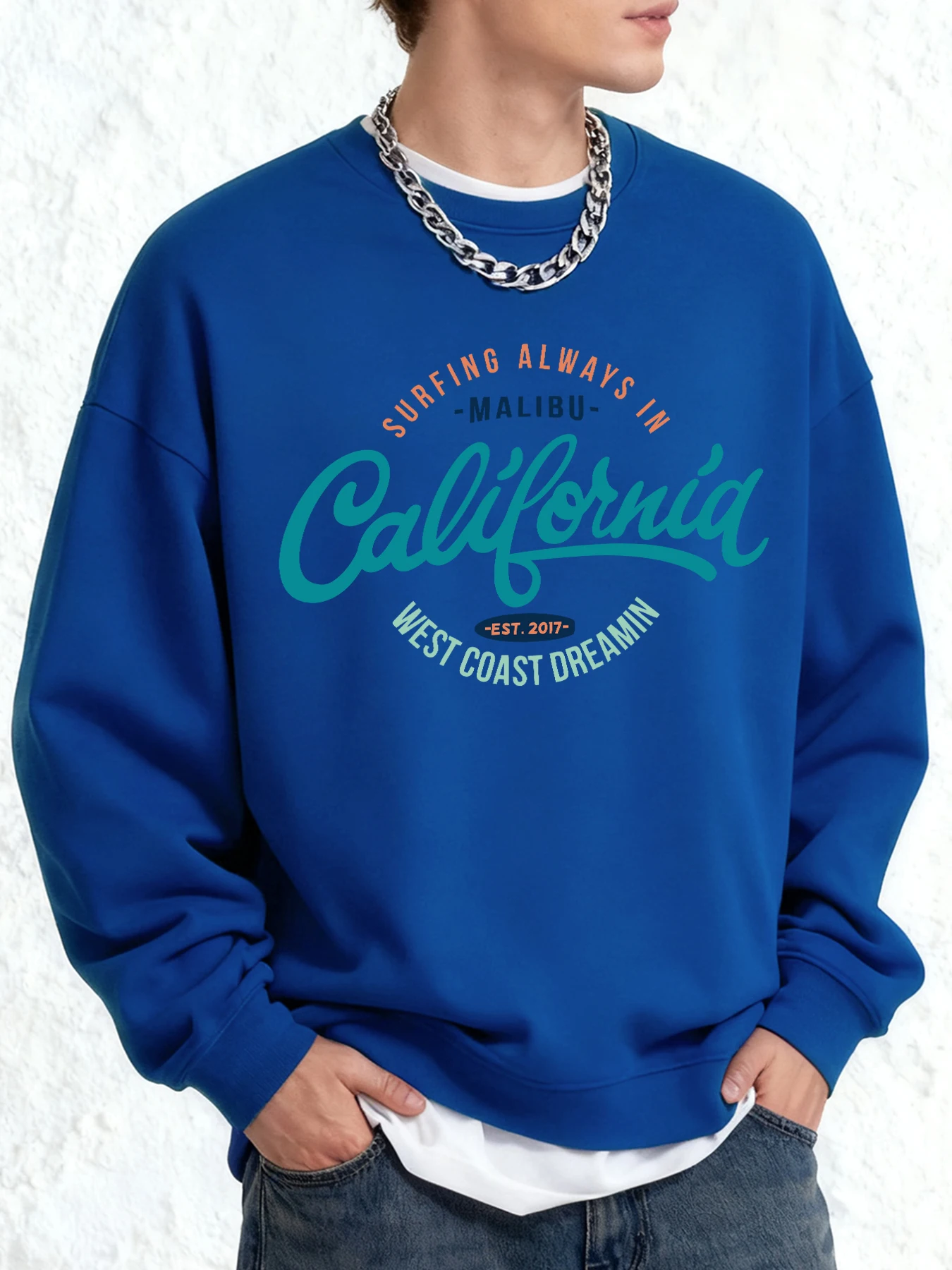 California West Coast Malibu Print Mode Pullover Männer Herbst Warme Sweatshirt Oversize Sport Kleidung Weiche Casual Streetwear