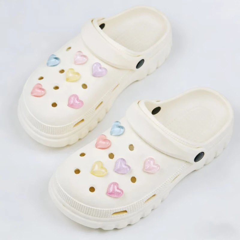 12PCS Shoe Charms Set Fashion Accessories Hole Shoe Buckle Shiny Cute Heart DIY for Bogg Bags And Shoe Decorations