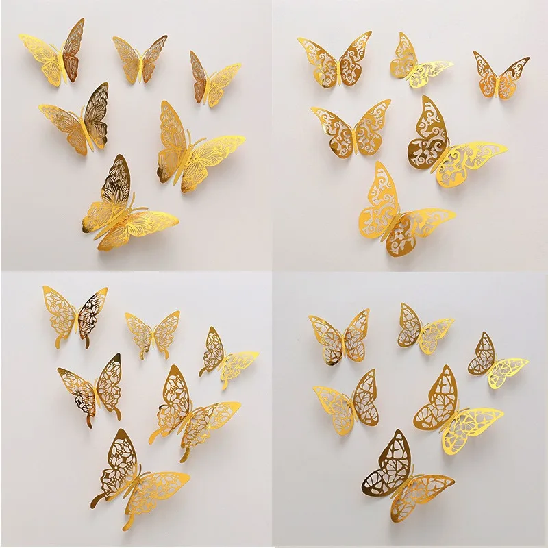 3D Three-dimensional Simulation Butterfly Wall Paste Living Room Decoration Hollow-out Stickers Festival Layout Creative Paste