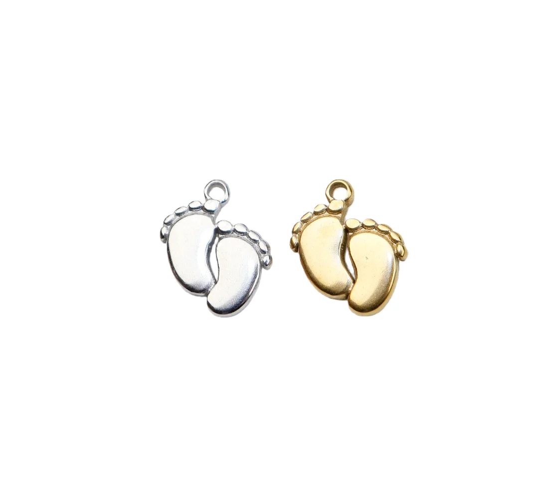 Wholesale 5pcs Stainless Steel Foot Anti Allergic Girl Charms Pendant DIY Jewelry Accessory Necklace Earrings PVD Plate