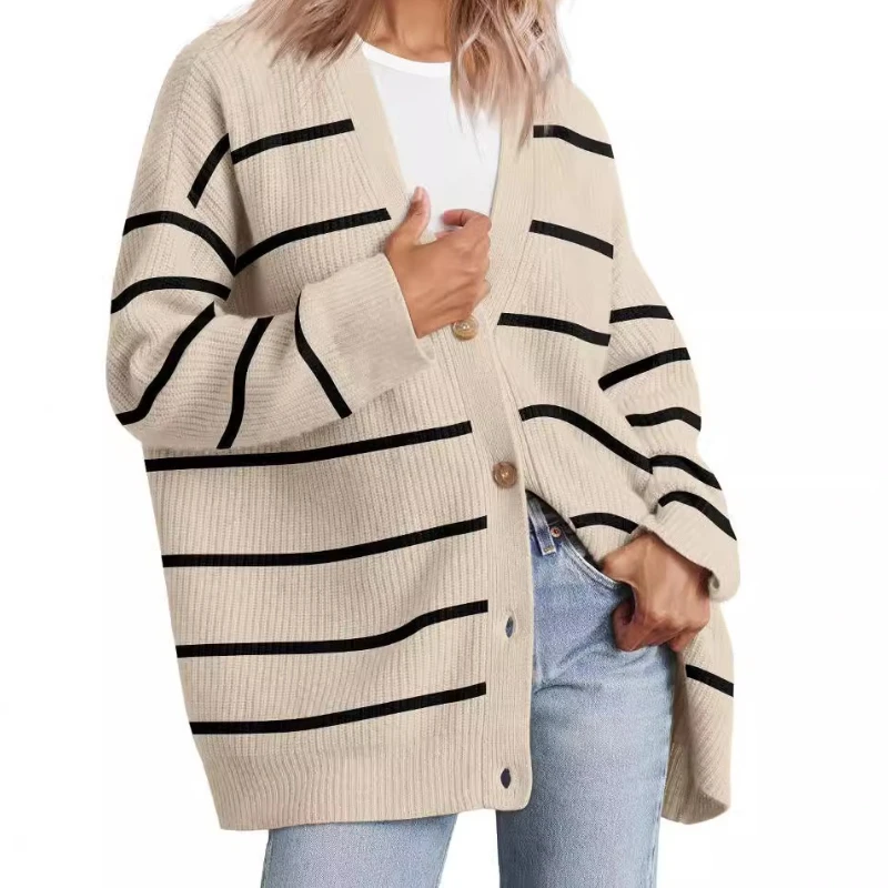 

Simple Knit Button V-neck Solid Color Cardigan for Women in Autumn 2025