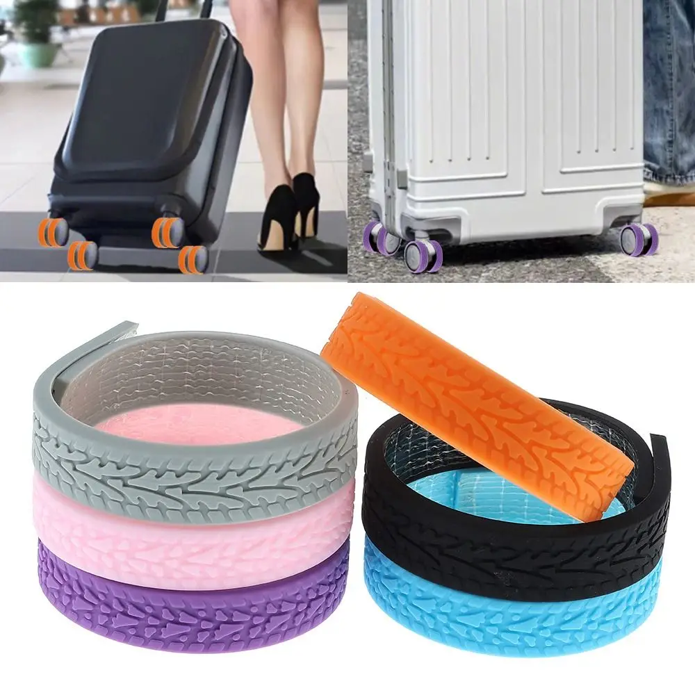 4Pcs Silicone Luggage Protector With Silent Sound Wheel Wear Wheels Cover Caster Shoes Luggage Wheels Luggage Accessories