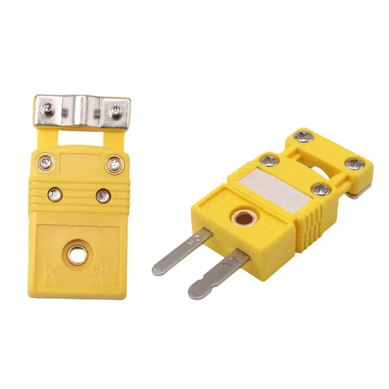 Conector Termopar Tipo K de Qualidade Benchmade com Soquete Macho e Fêmea, Plugue Amarelo Pequeno com Clipe e Suporte para Conexão de Termopar Tipo K