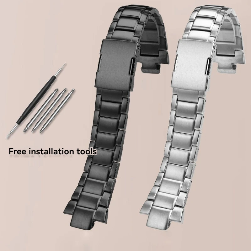 13 Solid Stainless steel Watch Chain silver black watch strap matte watchband for Casio EDIFICE series EQW-M1100 EQW-A1000/A1100