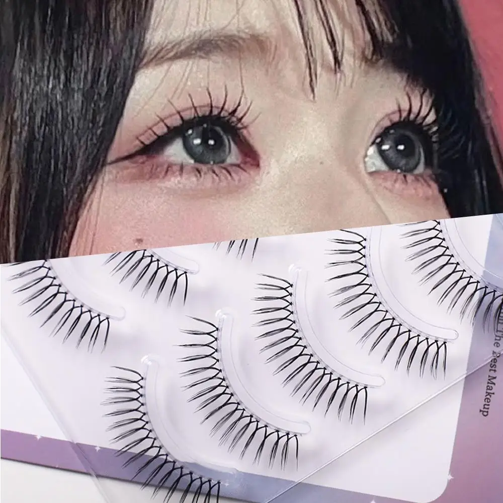 5 Pairs Of Natural False Eyelashes U-shaped Transparent Stem Comic Eyelashes Reusable Korean Girl Group Eyelash Wholesale